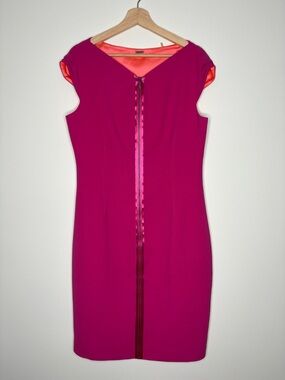 Elie Tahari Ruth Dress Pink Sheath Zipper Cap Sleeve